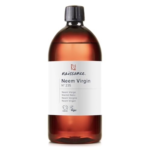 Naissance Aceite Vegetal de Neem 1 Litro - 100% Puro, Virgen, Natural, Prensado en Frío, Vegano, y no OGM - Ideal Para La Piel, Cabello, Plantas